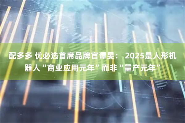配多多 优必选首席品牌官谭旻： 2025是人形机器人“商业应用元年”而非“量产元年”