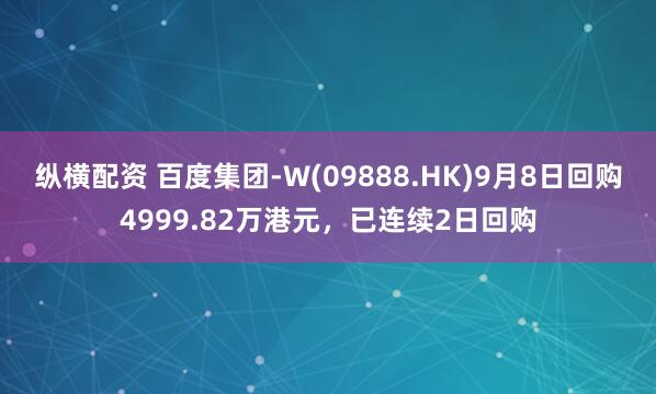 纵横配资 百度集团-W(09888.HK)9月8日回购4999.82万港元，已连续2日回购